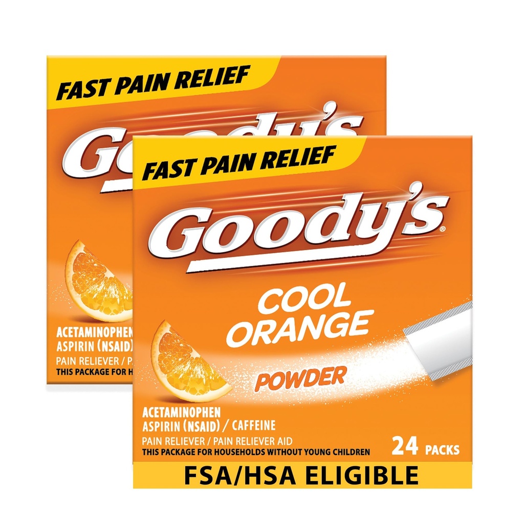 Goodyjevo dodatno moč glavobol v prahu, Cool Orange Flavor Dissolve Packs, 24 posameznih paketov (2 pakiranje)