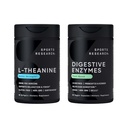 Športne raziskave Dvojna moč L-Theanine dodatek Suntheanine softgels za fokus, Sprostitev & Pozornost s kokosovim oljem 60 Število in prebavne encime + Probiotiki & Ginger rastlin na osnovi 90 Število