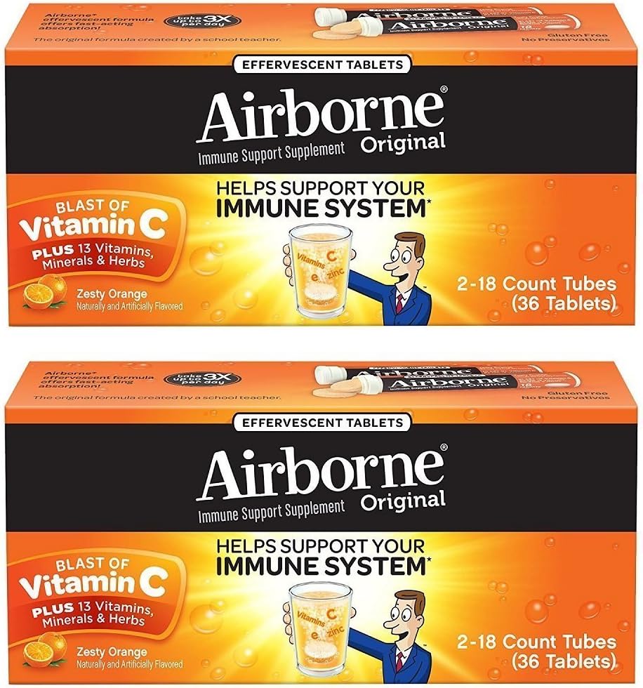 Zračne Zesty Orange šumeče tablete Vitamin C 1000mg x 36 Število (2 paketa)