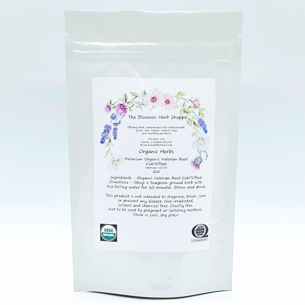 Organic Premium Valerian Root Cut Sifted 2oz Bloomin Herb Shoppe Valeriana wallichii Sveže Potent čaj Tinktura