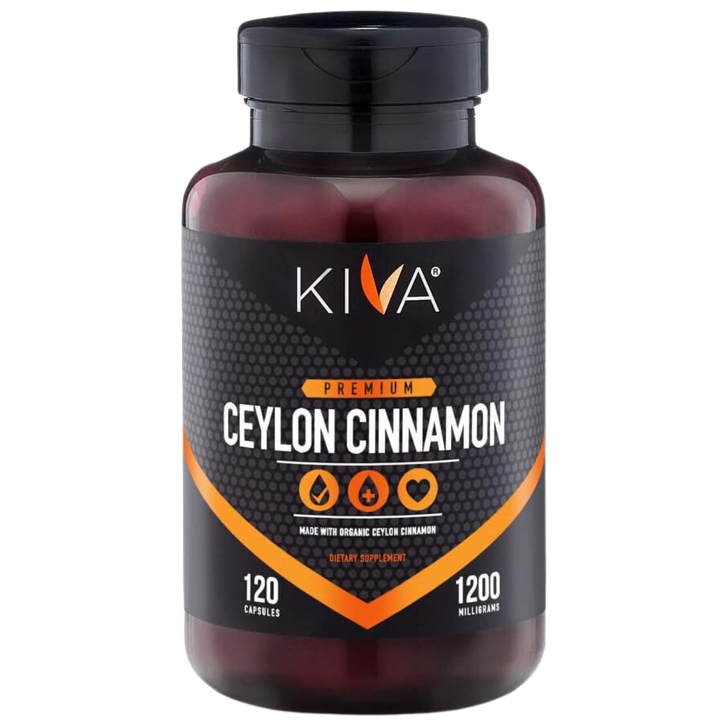 Kiva Premium Ceylon Cimet v prahu Kapsule (120 Veggie Kapsule), Pure Ceylon cimet iz Šrilanke, Vegan, Ne-GMO, Gluten-free