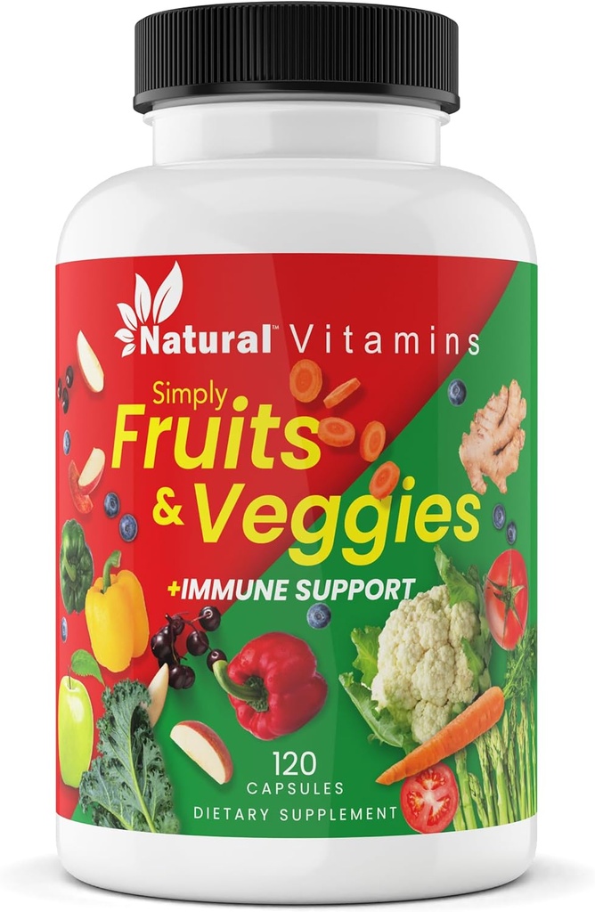 Sadje & Zelenjava Dopolnilne kapsule - Visoka energijska učinkovitost Dnevna wellness mešanica - pakirana z esencialnimi vitamini, antioksidanti in minerali - Podpira uravnoteženo prehrano in optimalno zdravje (rdeča in zelena)