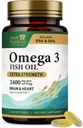 Omega 3 ribje olje 2400 mg - Trojna moč Omega-3 dodatki - Naravni možgani zdravje srca in imunske podpore - Maščobne kisline z EPA & DHA - Wild Caught Prečiščen ribje olje dodatek - 120 Softgels