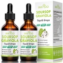 2 Pack Soursop Graviola tekoče kapljice - 2000mg Pure Soursop Extract Pomešana s 300mg Morje Moss & 100mg Elderberry - močna podpora celic, antioksidant-Rich, Imuno-Boosting - 4 Fl Oz (120ml) steklenica