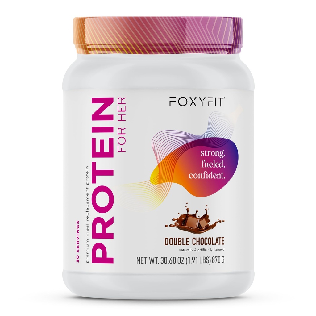 FoxyFit protein za njo, Double Chocolate Whey Protein v prahu s CLA in Biotin za zdravo Glow (1,85 lbs)
