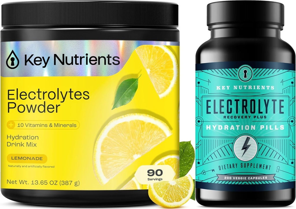 KLJUČNI HRANILCI Hidracijska mešanica – multivitaminski elektrolitski prašek limonada (90 serviranja) in elektrolitske tablete (200 tablet) – brez sladkorja, brez kalorij – natrijeva in energetska podpora –, Made ZDA