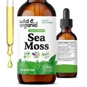 Tekoče kapljice divjega in organskega morskega maha - Irish Sea Moss and Bladderwrack Tinkture - Multimineral Chondrus Crispus dodatek - Vegan, Sugar & Alkohol - 2 fl oz