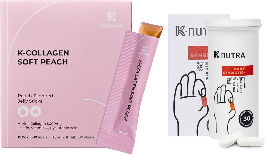 Dnevni Symbiotic+ (30 kap) 100B CFU, Kimchi Postbiotic & K-Collagen Soft Breast Collagen Jelly (30 palic) - Prebavne in kože zdravje