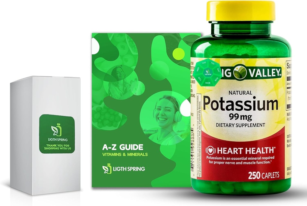Kalij 99 mg, 250 Caplets paket z ekskluzivnimi vitamini in minerali A do Z - Boljše svetlobe in pomladi vodnik