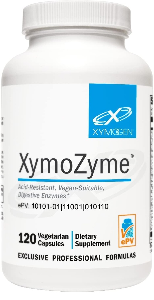 XYMOGEN XymoZyme - prebavne encime za ženske in moške s proteazo in bromelainom - kislimi, veganskimi digestivnimi encimi za zdravljenje črevesja in napihnjenost (120 kapsul)