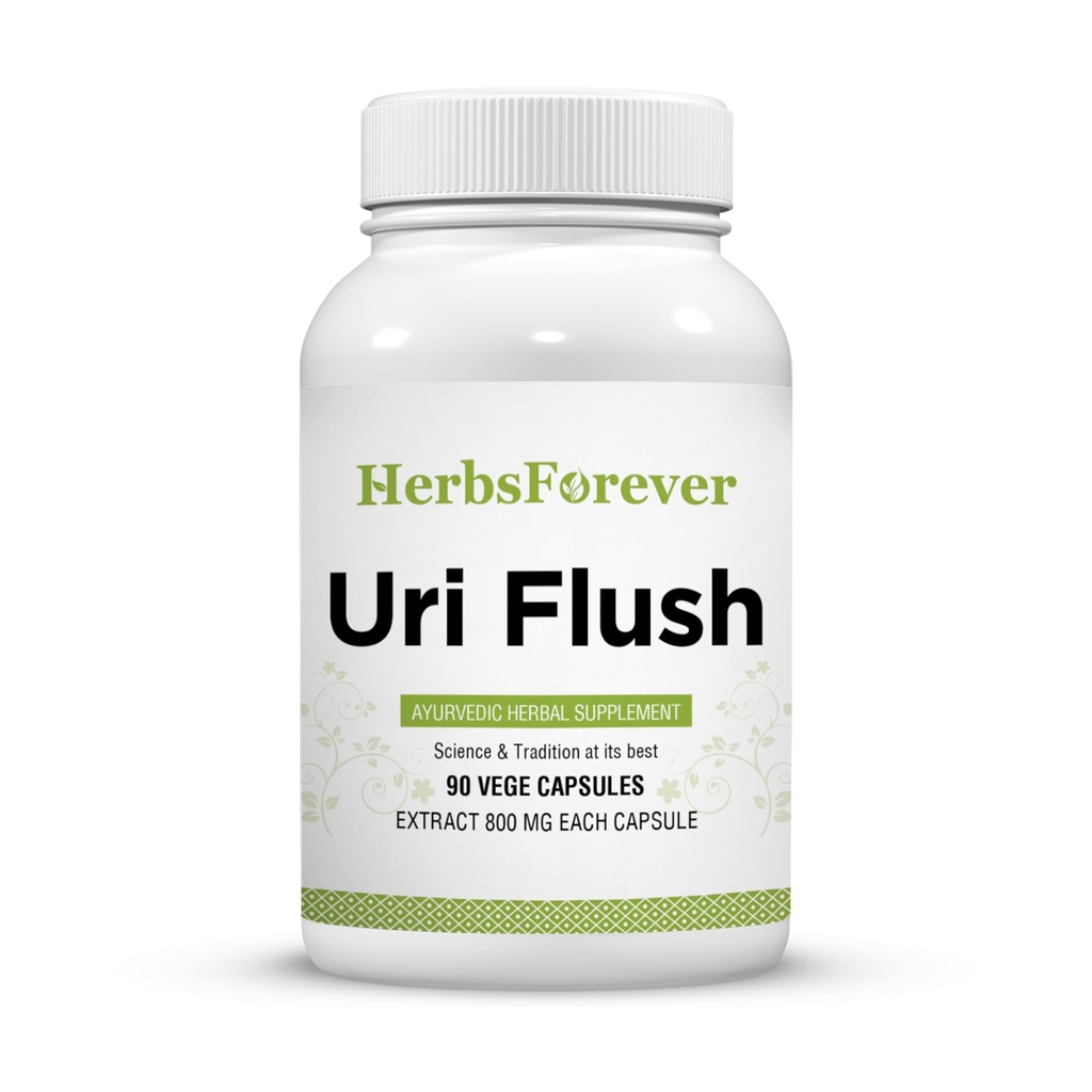 Herbsforever Uri-Flush Kapsule Ayurvedic Zeliščna dopolnila Podpora Zdrava funkcija ledvic in sečnine Funkcija 90 Vege kapsule 800 Mg vsak