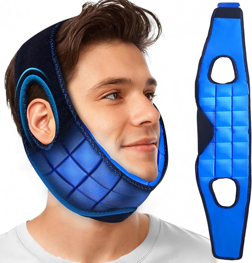 NEWGO Modrost Zobna bolečina Relief Ledeni paket za obraz oralna kirurgija okrevanje, 2 ure dolgotrajen hladno obraz zaviti z obrazom Contoured Design za TMJ Relief, Both ekstrakcija, Jaw nelagodje