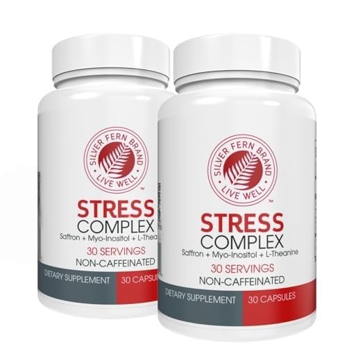 Silver Fern Stress Complex dodatek - brez kofeina - spanje, skrbi, Mood & Več - z Saffron dopolnila, L-Theanine dodatek, & Myo-inositol - Naravni stres Relief dodatek (Pack of 2)