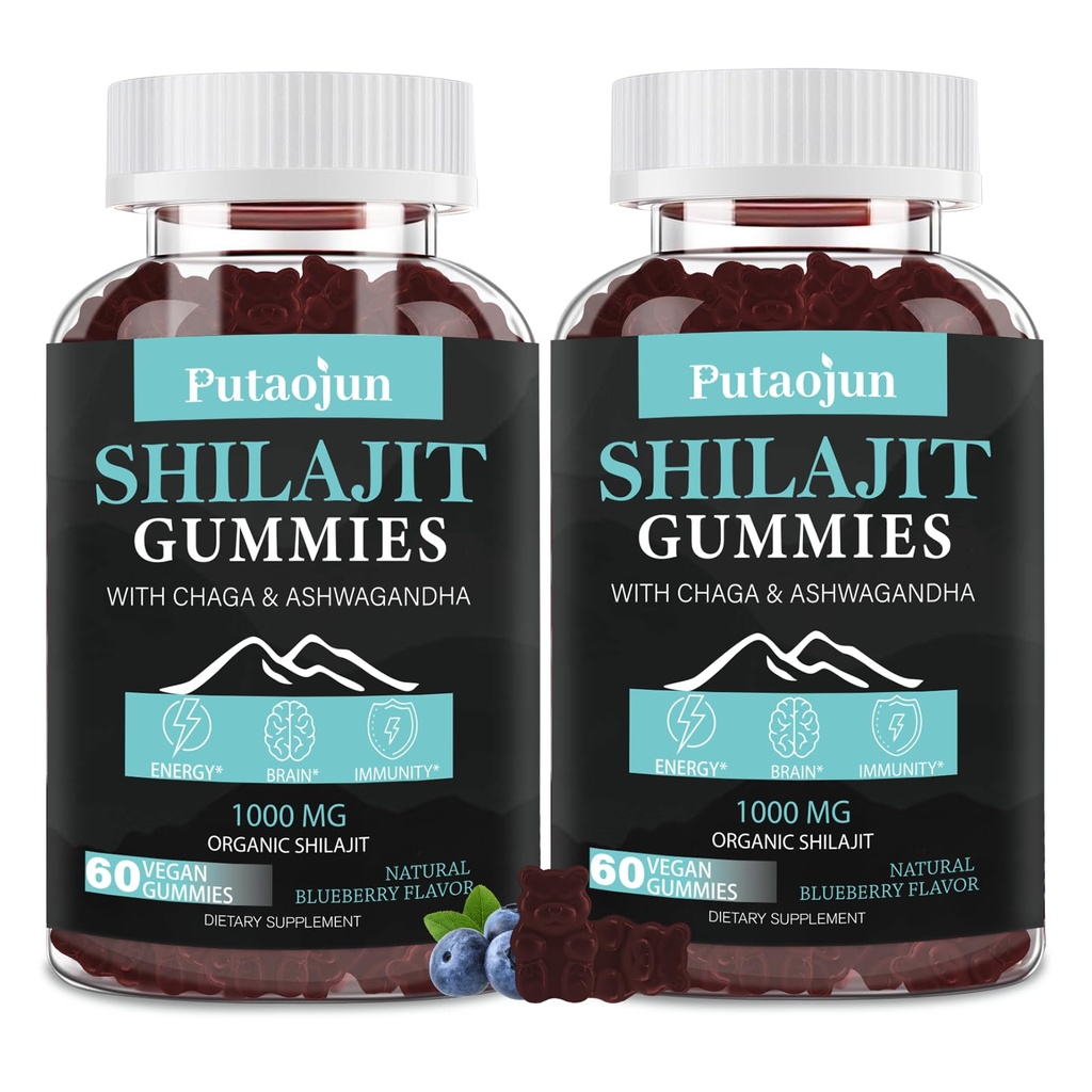 Shilajit Gumies za moškega in žensko. Himalajsko zlato Shilajit Gumies. 3. stranka Tested.1000mg Pure Shilajit, 200mg Ashwagandha, 200mg Chaga,100mg ginseng,100mg Saw Palmatto, 60mg črno olje semena