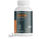Bronson Biotin 5.000 MCG podpira zdrave lase, kožo in nohte in proizvodnjo energije - Visoka moč lepotna podpora - Non-GMO, 360 vegetarijanske tablete