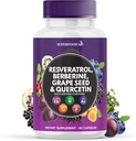 Resveratrol Berberin Grozdni ekstrakt Quercetin - Polifenol dodatek z Noni ekstrakt, N-acetil Cistein, Acai ekstrakt - izdelan v ZDA - 60 kapsul