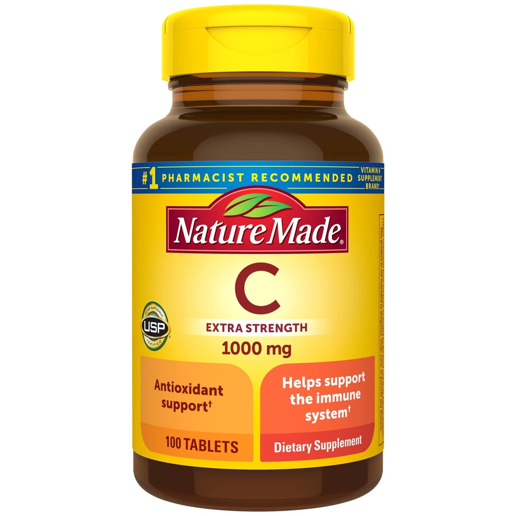 Narava Made Extra Strength Vitamin C 1000 mg, prehranska dopolnila za imuno podporo, 100 tablet, 100 dnevna dobava