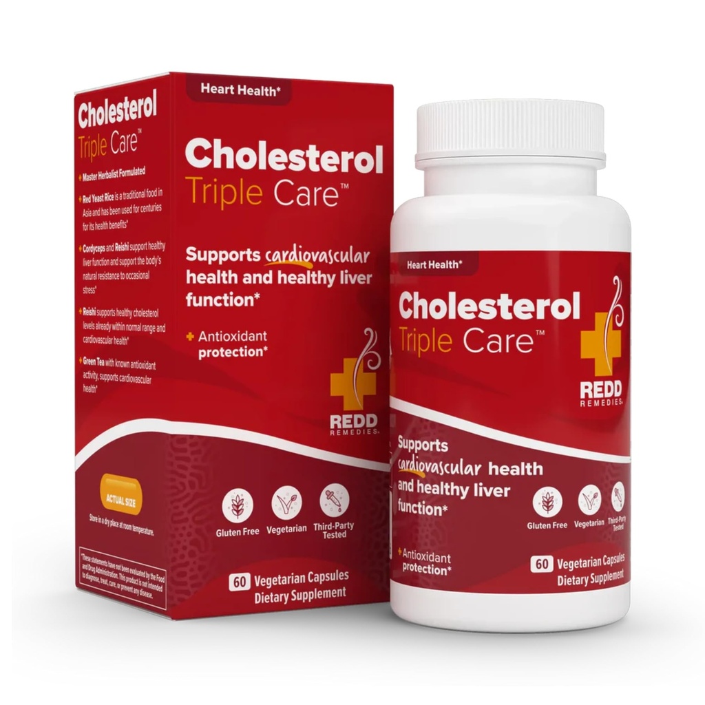 Redd Remedies, Cholesterol Triple Care, Supports Healthy Cholesterol Levels and Liver Function, 60 Vegetarian Capsules