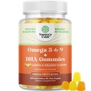 Vegetarian Omega 3 Gumiji za odrasle - Vegetarian Omega 3 6 9 DHA Gumiji za zdravje možganov kosti in srca in skupno podporo - Burplass Fish Free Plant Based dodatek moški ženske