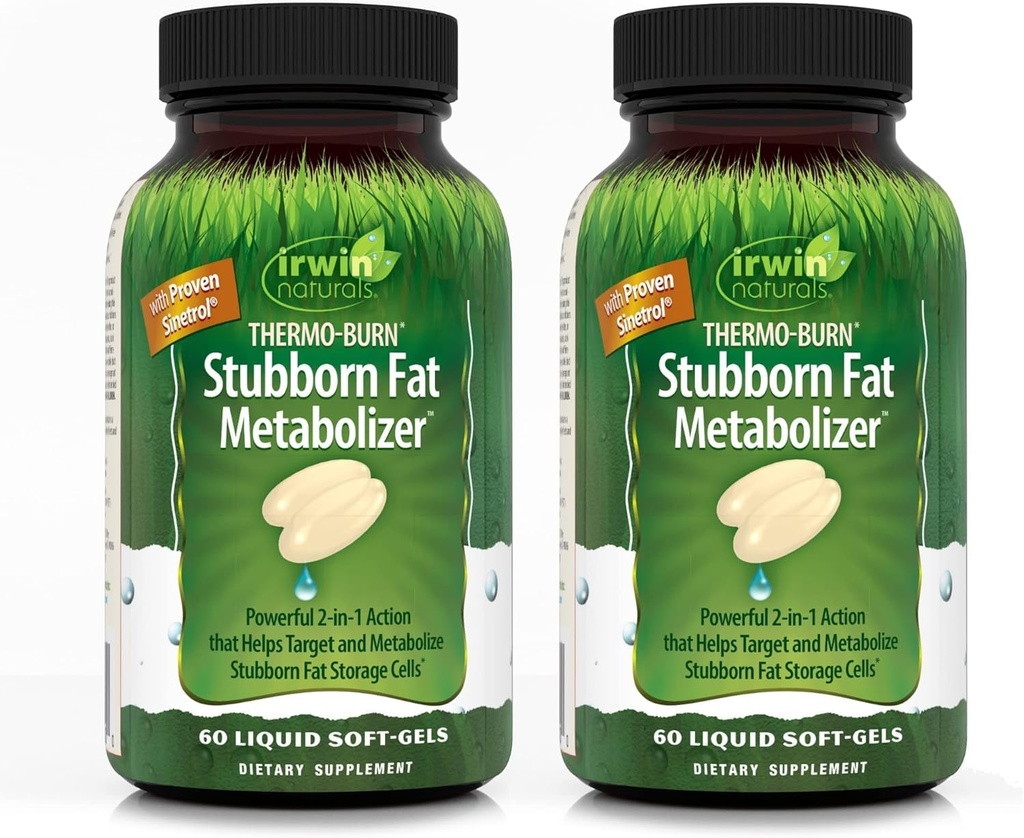 Irwin Naturals Termo-burn Stubborn Maščobni Metabolizator - 60 Tekoči soft-Gels, paket 2 - pomaga Target & Metabolize Trmoglave maščobne hranilne celice - 40 Total Servings