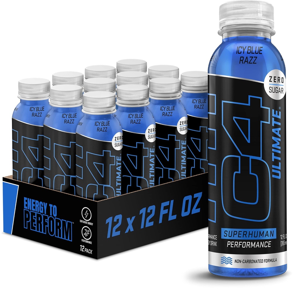 Cellucor C4 Ultimate Nekarboniran nič sladkorni energijski napitek, Predworkout pijača + Beta Alanine, 12 Fl Oz (Pack of 12)