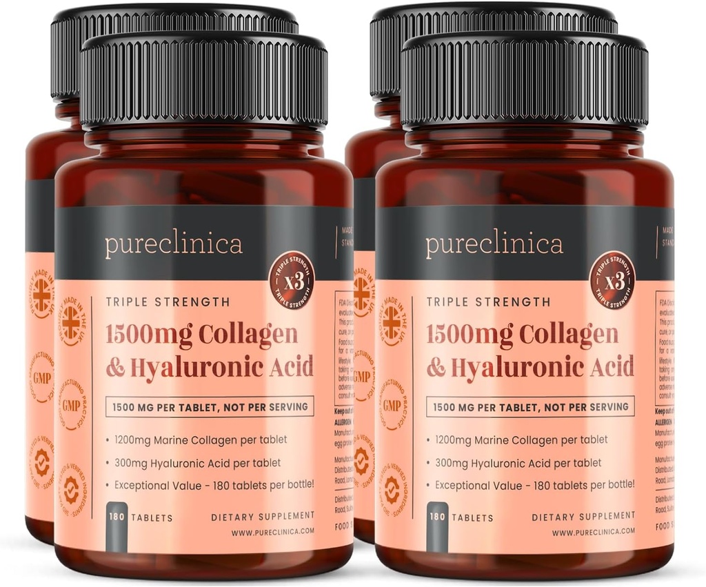 peeclinica Trojna moč Marine kolagen & hialuronska kislina – 1500 mg na tableto 