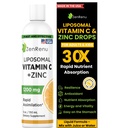 Liposomal Vitamin C and Zinc Liquid Drink for Adults & Kids - Non GMO Sunflower Lecithin - Max Antioxidant & Immune Support, 5 oz / 150 ml