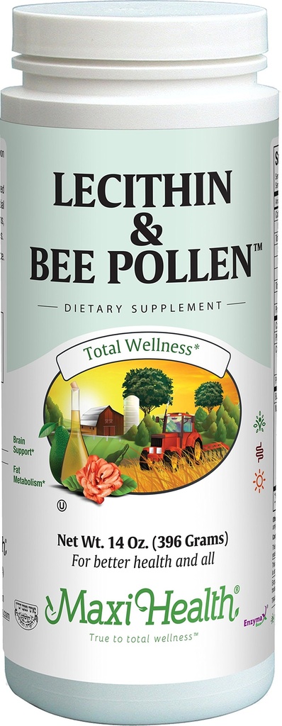 Maxi Health Lecithin & Bee Pollen - Podpora za možgane, energijo in prebavo - 14 Oz Powder - Kosher