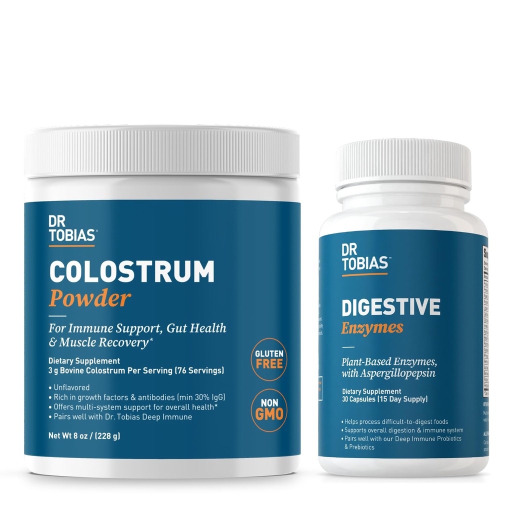 Dr. Tobias Digestive Enzymes in Colostrum Powder - podpira Absorpcijo hranil, Prebavne Comfort, in imunske funkcije