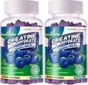 Kreatin Monohidrat Gumies Complex za moške in ženske -Napredna Formula W/L-Taurin + vitamin B12, Sugar Brez žvečljivi dodatek,180 borovnice Gumies 2pack