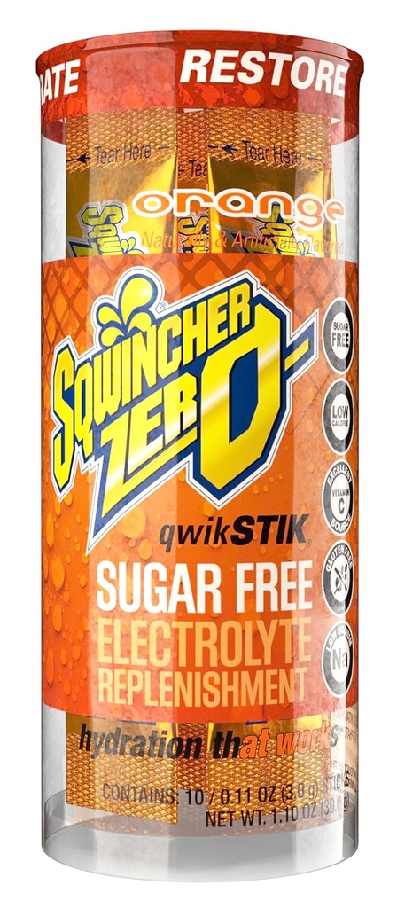 Sqwincher Zero Qwik Stik, Oranžna, brez sladkorja, nizko kalorično, nizko natrijevega elektrolita v prahu Hydration Drink Mix, .11 oz Packet (Pack po 200)