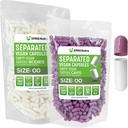 XPRS Nutra Vegan Velikost 00 Ločene kapsule - 1000 Premium prazne kapsule Ločene v vrečah - 00 Tablete Prazne za polnjenje (Lavender/White)