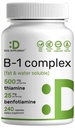 DEAL DOPOLNILO Vitamin B1 500mg z benfotiaminom, 240 Kapsule – 2 v 1 Izboljšana formula – Maščoba in voda Topen Tiamin B1 Dodatek – Tretja stranka Tested, No-GMO, No Gluten