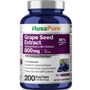 NusaPure grozdni izvleček 40.000 mg na kapice, 200 veganskih kapsul, standardiziranih, brez glutena, resveratrol