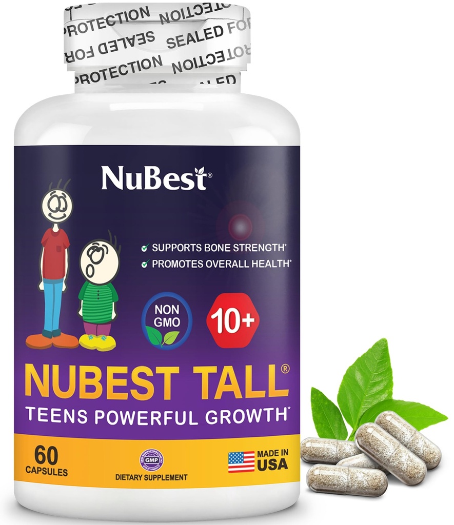 NuBest Tall 10+ Premium Bone Strength Formula, Izboljšana imuniteta in splošno zdravje za starost 10+ s kalcij, vitamin D3, vitamin K2 in multivitamini 