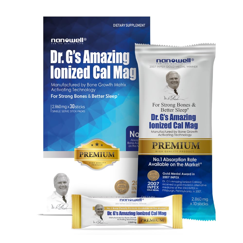 Dr. G's Amazing Ionized Cal Mag 2,860mg (Premium) - Bone Strength in Bone Health Supplement z Ionised Calcium & Magnesium Powder Packs - 30 Pack x 1 Pack (30 Count)