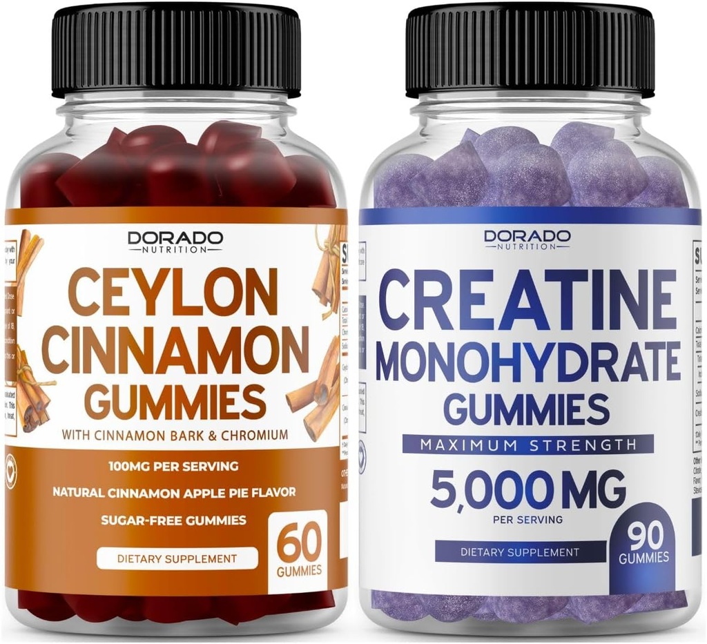 Ceylon Cimet (60 Count) - Berberine & ginseng za digestion Skupna podpora Wellness in Kreatin Monohidrat (90 Gumies) Okusno Blue Raspberry Chews Okusen dodatek - Non GSO & Made in USA