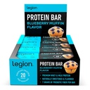 Legion Protein Bar Blueberry Muffin - 100% Whey Protein, Soy Free Protein Bars s prebiotično Fiber - Nizko maščobno zdravo beljakovinsko čokoladico - Gluten Free, naravno arome, Nizko sladkornih proteinov Bars (12 Count)