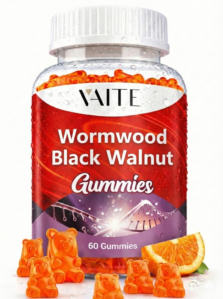 Black Walnut Wormwood Gummies - Zeliščni dodatek z Artemisia Annua Herb & Juglans nigra Hull za prebavne Wellness & naravno čiščenje telesa, Non-GMO & Gluten brezplačno dodatki - 60 Gummy žvečilni