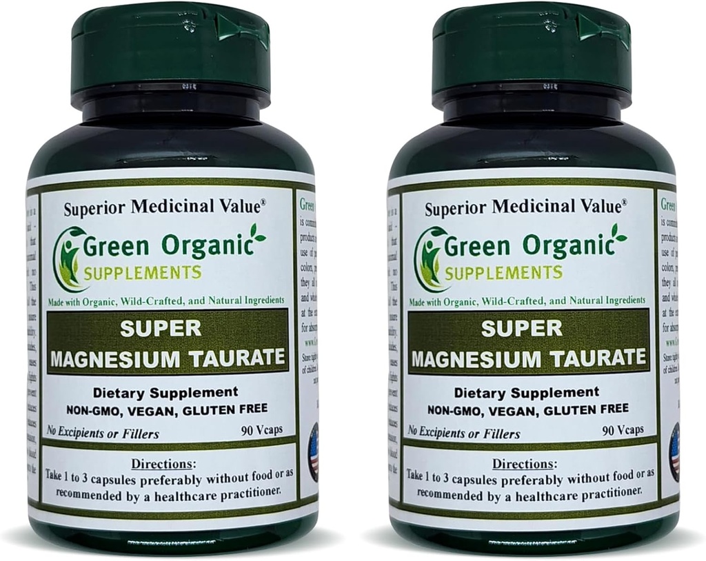 Magnezijev taurat, visok, 90 VCaps, Non-GMO, Vegan, & Gluten brez, izdelan z organskimi, divjimi in naravnimi sestavinami (paket po 2)