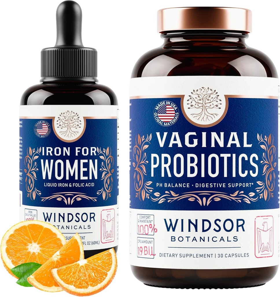 WINDSOR BOTANIKALI Vaginalni probiotiki in liquid železa dodatek ženske zdravstvene podpore paket