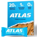Atlas Protein Bar, 20g beljakovine, 1g sladkor, čiste sestavine, brez glutena, Vanilla mandljev (12 števec, pakiranje po 1)