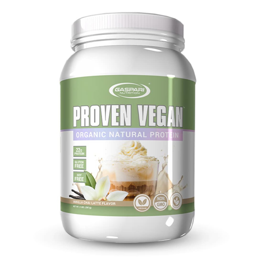 Gaspari Nutrition Proven Vegan Protein, Organic Natural Protein, Gluten Free, Soy Free, NON GSO (2 lbs, Vanilla Chai Latte)