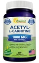 aSquared Nutrition Acetil L-Carnitine 1000mg Max Jakost - 200 Veggie kapsule - visok odmerek L Carnitine HCL (ALCAR) Dodatne tablete za podporo čiste energije, delovanje možganov in maščobne kisline