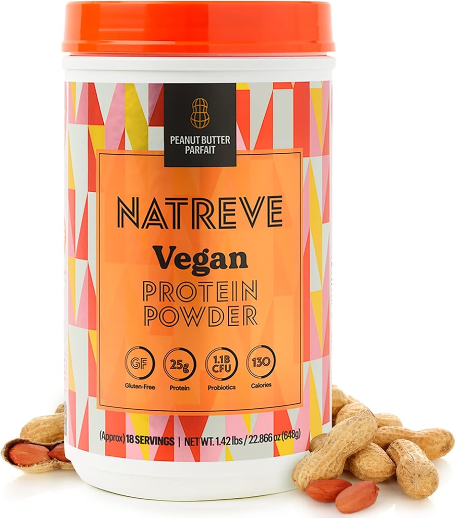Natreve Vegan Protein Powder - 25g Protein Powder na osnovi rastlin s probiotiki in aminokislinami - Beljakovina brez glutena, 18 Servisi