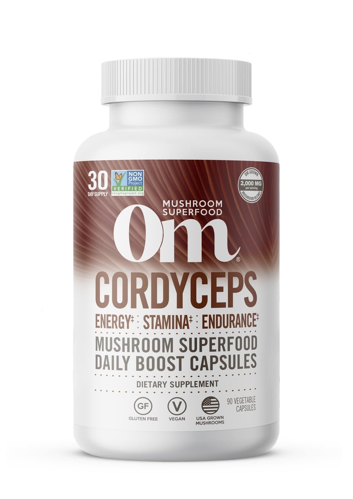 OM MUSHROOM SUPERFOOD Cordyceps gobe Kapsule Superhrana dopolnilo, 90 Štetje, 30 dni, Ekološka energija dodatek za Stamina in vzdržljivost