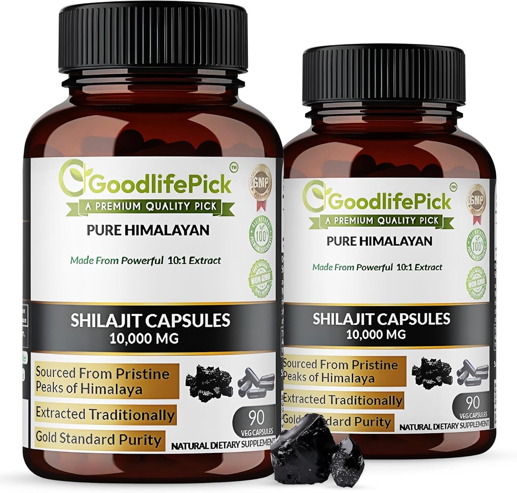 Premium himalajski Shilajit kapsule iz Potent Shilajit Bogata v sledovih Mineralna & Fulvic kislina Visoka nadmorska višina Sourcing. Tradicionalno ekstrahirano vse naravno brez GMO brez stearate brez riževe moke (paket z 2)