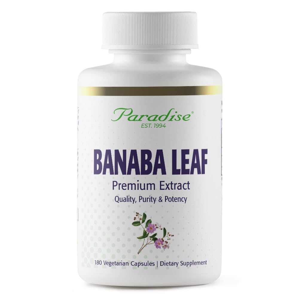 Paradise Zelišča, Banaba Leaf, 12:1 Koncentriran ekstrakt, 250 mg, Vegan, Gluten-free, Non-GMO, 180 kapsul