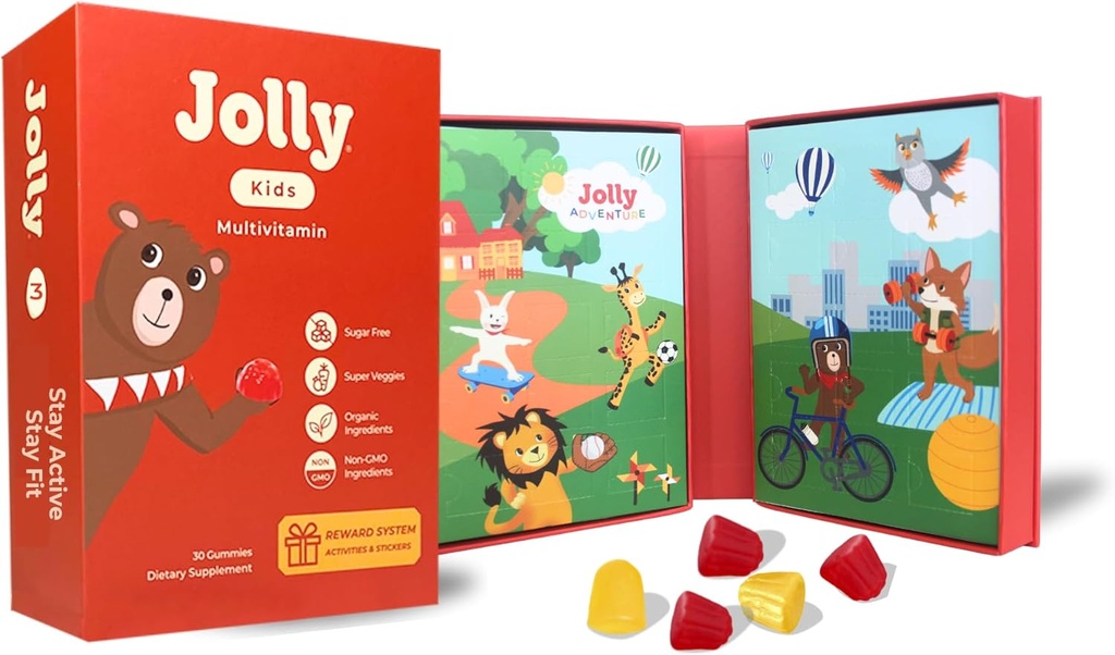 Jolly Adventure®: Najboljši otroški vitamini za zdrava telesa Paired z zabavnimi dnevnimi aktivnostmi za razvojni uspeh - Tema: Pomoč otrokom ljubezen vadba in bivanje Fit