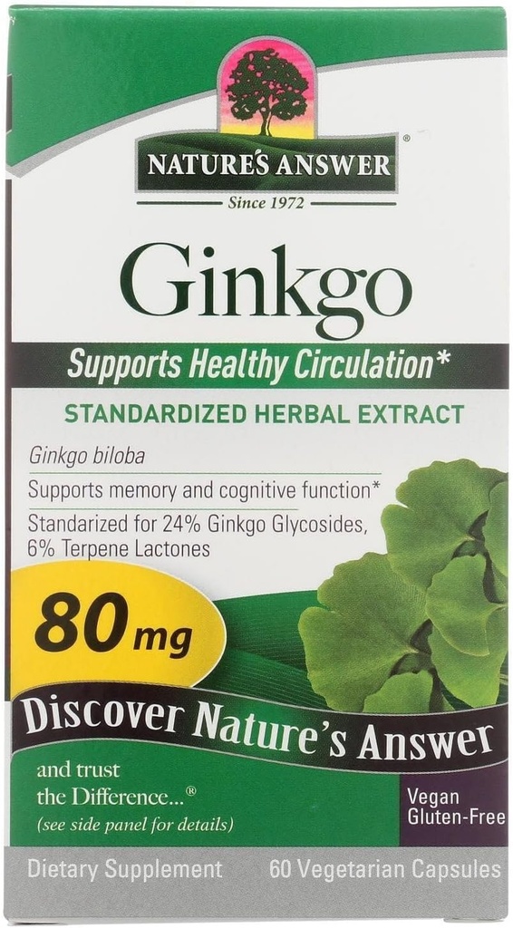 Ginkgo Leaf vegetarijanske kapsule, 60-Count